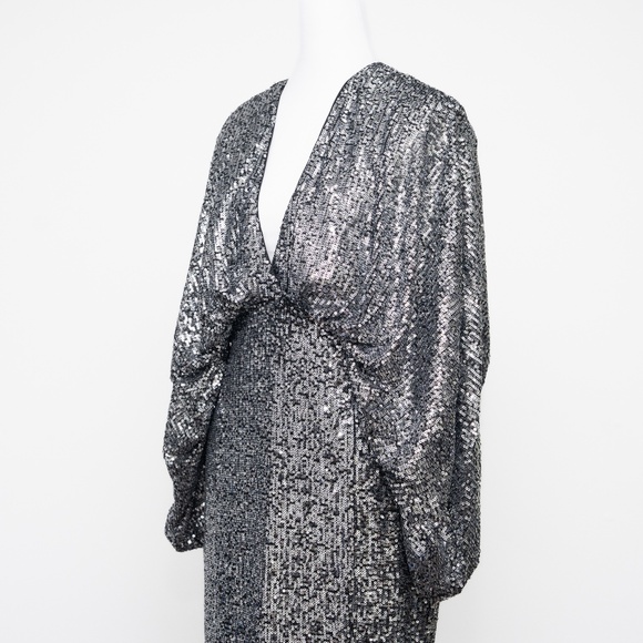 Gabrielle Union - Drape Sleeve Silver Sequin - Perfect New Years Eve Dress - Picture 11 of 12